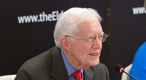 Jimmy Carter speaking at The Elders' press conference in Egypt.