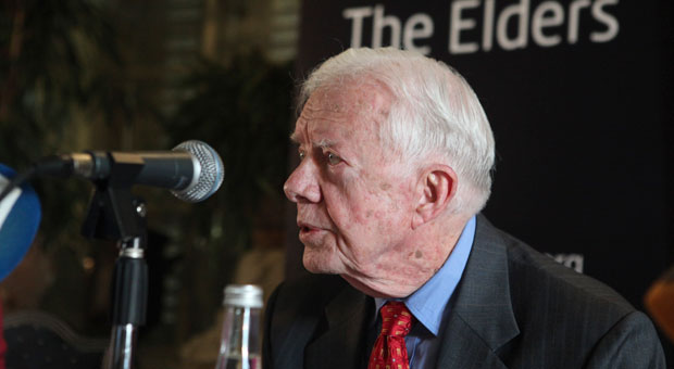 Jimmy Carter speaking at The Elders' press conference in Jerusalem